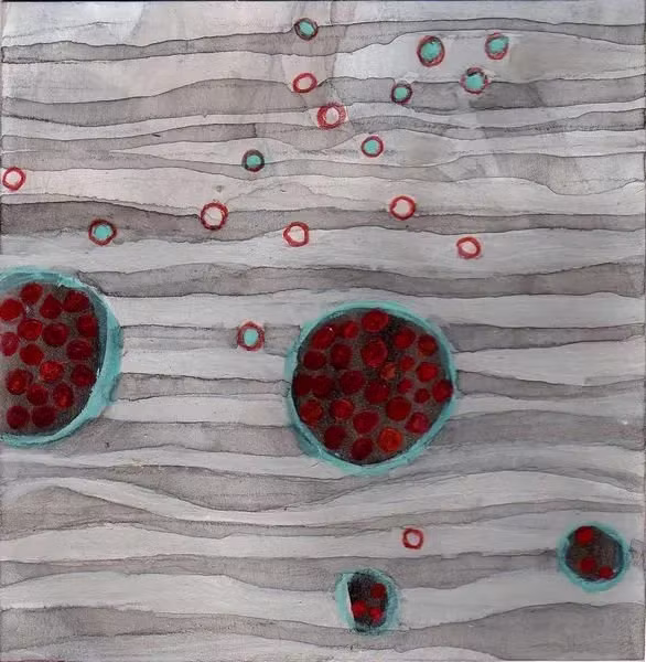 10x10 pearls of mallorca – original artwork 9 by Sandra Lehnis, Swiss contemporary painter
