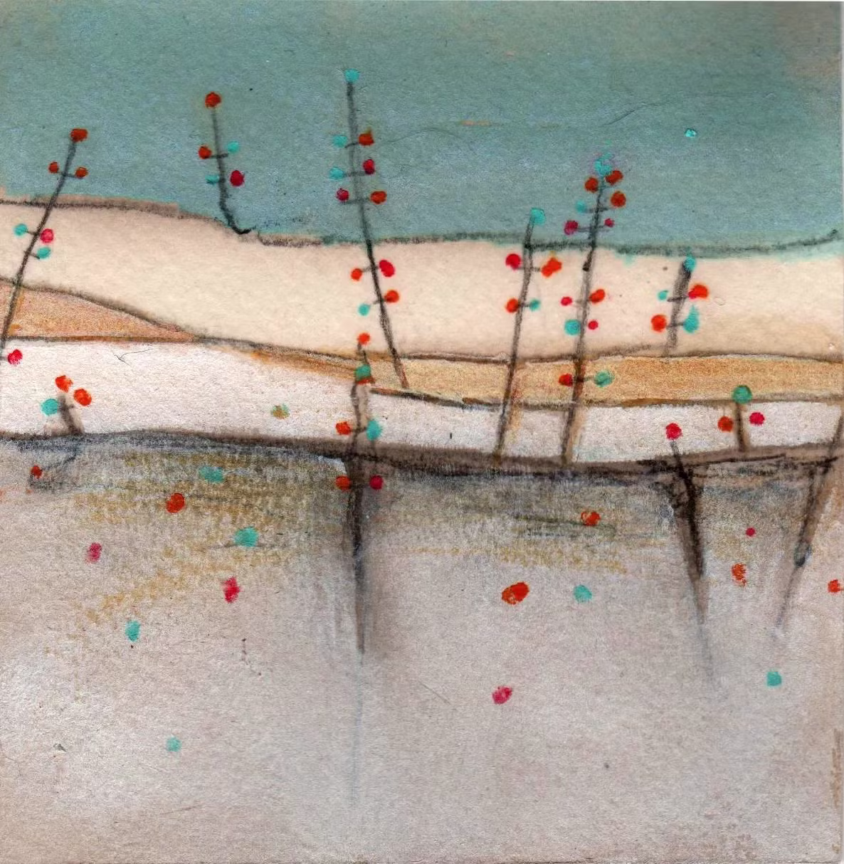 10x10 pearls of mallorca – original artwork 3 by Sandra Lehnis, Swiss contemporary painter